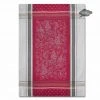 Winery Red & Gray French Cotton Jacquard Dish Towel By Tissus Toselli 2 Winery Red & Gray French Cotton Jacquard Dish Towel By Tissus Toselli