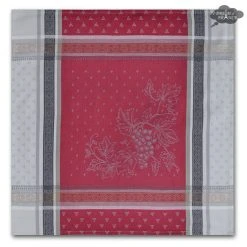 Table Linens Winery Red & Gray French Cotton Jacquard Napkin By Tissus Toselli