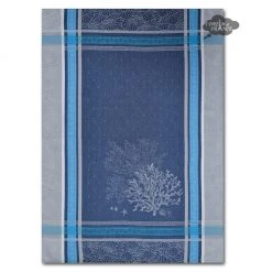 Oceane Blue French Cotton Jacquard Dish Towel By Tissus Toselli Kitchen
