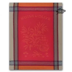 Kitchen Olive Red French Cotton Jacquard Dish Towel By L'Ensoleillade