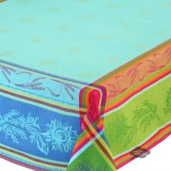 62" Square Cezanne Blue French Jacquard Tablecloth By L'Ensoleillade Table Linens