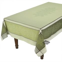 62x98" Rectangular Olive Green French Jacquard Tablecloth By L'Ensoleillade