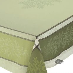 62x120" Rectangular Olive Green Jacquard Tablecloth By L'Ensoleillade Table Linens