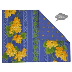 Le Cluny French Linens Grapes Blue Acrylic-Coated Cotton Reversible Placemat By Le Cluny Table Linens