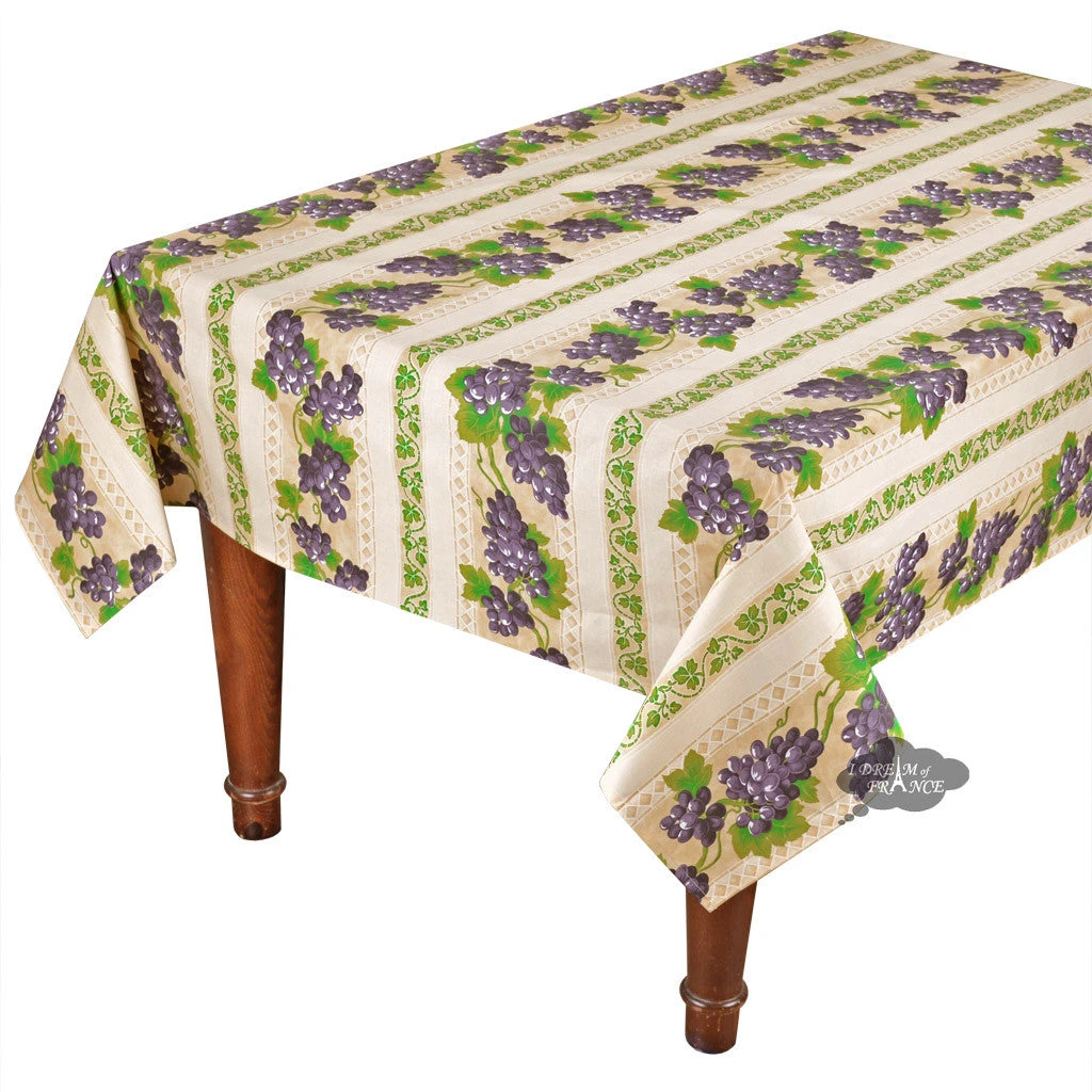 Le Cluny French Linens 58" Square Grapes Cream Acrylic-Coated Cotton Provence Tablecloth By Le Cluny Table Linens 3 Le Cluny French Linens 58" Square Grapes Cream Acrylic-Coated Cotton Provence Tablecloth By Le Cluny Table Linens