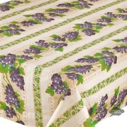 Le Cluny French Linens Table Linens 60x84" Rectangular Grapes Cream Acrylic-Coated Cotton Provence Tablecloth By Le Cluny