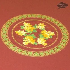 Le Cluny French Linens Table Linens 70" Round Grapes Red Acrylic-Coated Cotton Provence Tablecloth By Le Cluny