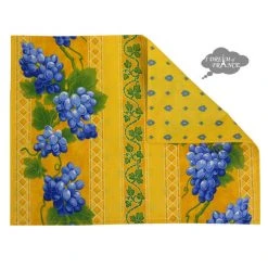 Le Cluny French Linens Table Linens Grapes Yellow Acrylic-Coated Cotton Reversible Placemat By Le Cluny