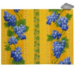 Le Cluny French Linens Table Linens Grapes Yellow Acrylic-Coated Cotton Reversible Placemat By Le Cluny