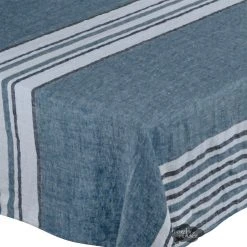 Harmony (now Haomy) 62" Square Zonza Prussian-Blue French Linen Tablecloth By Harmony Table Linens