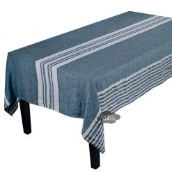 Harmony (now Haomy) 62x98" Rectangular Zonza Prussian Blue French Linen Tablecloth By Harmony