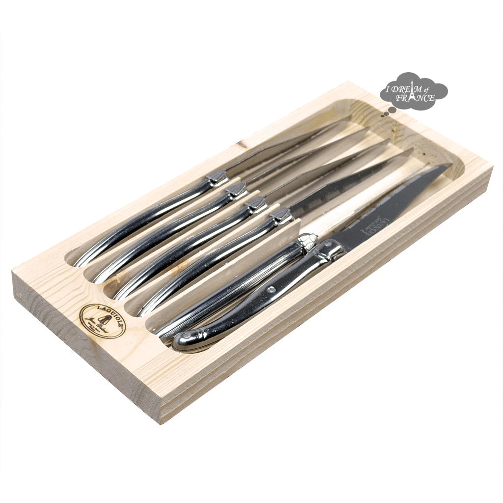 Laguiole Jean Dubost Table Knives Set Of 6 - Stainless Steel Handles Kitchen 3 Laguiole Jean Dubost Table Knives Set Of 6 - Stainless Steel Handles Kitchen