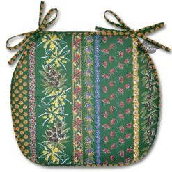 Le Cluny French Linens Table Linens Olives Green Acrylic-Coated Cotton French Style Chair Pad By Le Cluny