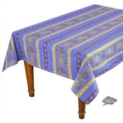 Le Cluny French Linens 60x120" Rectangular Lisa Blue Acrylic-Coated Cotton French Country Tablecloth By Le Cluny Table Linens