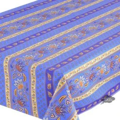 Le Cluny French Linens 60x120" Rectangular Lisa Blue Acrylic-Coated Cotton French Country Tablecloth By Le Cluny Table Linens