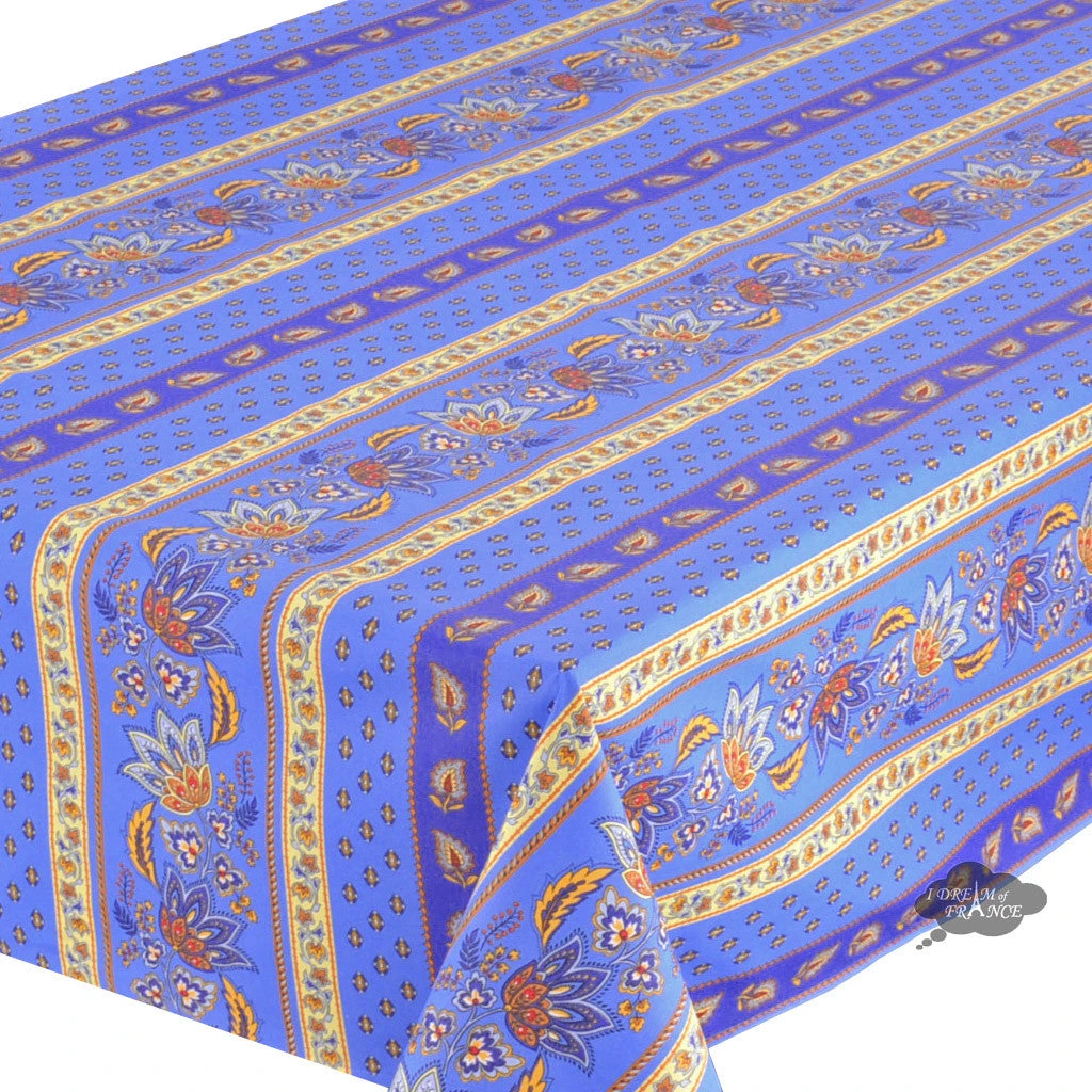 Le Cluny French Linens 60x108" Rectangular Lisa Blue Acrylic-Coated Cotton French Country Tablecloth By Le Cluny Table Linens 4 Le Cluny French Linens 60x108" Rectangular Lisa Blue Acrylic-Coated Cotton French Country Tablecloth By Le Cluny Table Linens