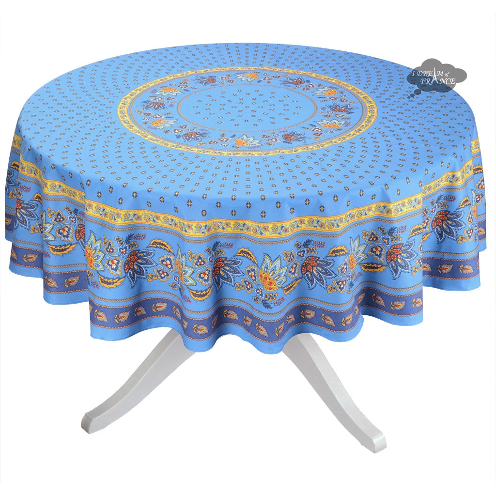 Le Cluny French Linens Table Linens 70" Round Lisa Blue French Country Tablecloths By Le Cluny 3 Le Cluny French Linens Table Linens 70" Round Lisa Blue French Country Tablecloths By Le Cluny
