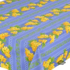 Le Cluny French Linens 52x72" Rectangular Grapes Blue Acrylic-Coated Cotton Cotton Provence Tablecloth By Le Cluny