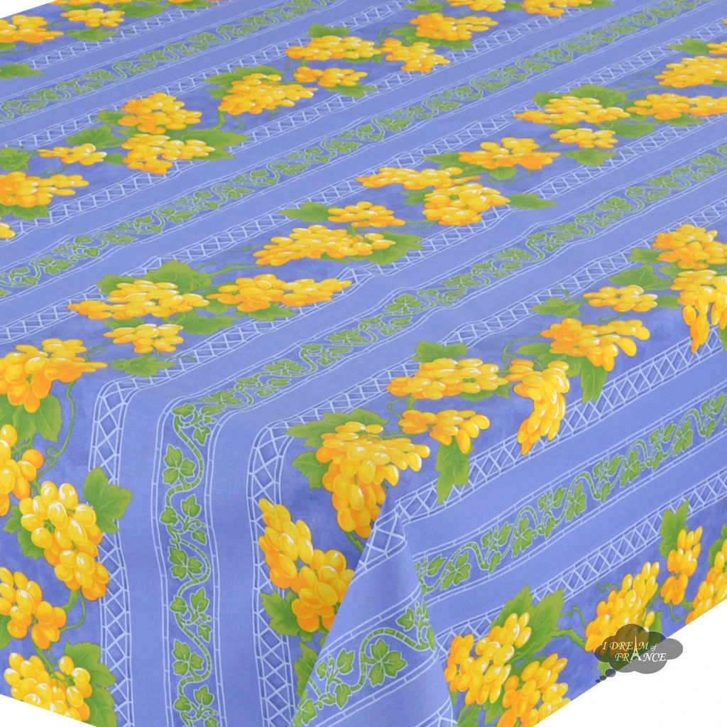 Le Cluny French Linens 60x96" Rectangular Grapes Blue Acrylic-Coated Cotton Provence Tablecloth By Le Cluny Table Linens 4 Le Cluny French Linens 60x96" Rectangular Grapes Blue Acrylic-Coated Cotton Provence Tablecloth By Le Cluny Table Linens