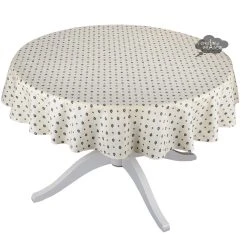 Le Cluny French Linens 60" Round Grapes Cream All-Over Acrylic-Coated Cotton Provence Tablecloth By Le Cluny