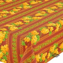 Le Cluny French Linens 60x96" Rectangular Grapes Red Acrylic-Coated Cotton Provence Tablecloth By Le Cluny Table Linens