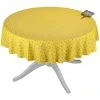 Le Cluny French Linens Table Linens 60" Round Grapes Yellow All-Over Acrylic-Coated Cotton Provence Tablecloth By Le Cluny