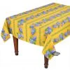 Le Cluny French Linens Table Linens 58" Square Grapes Yellow Acrylic-Coated Cotton Provence Tablecloth By Le Cluny