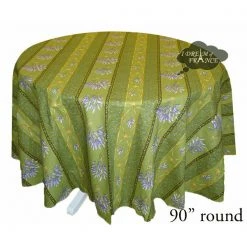 Le Cluny French Linens Table Linens 90" Round Lavender Green Acrylic-Coated Cotton Provence Tablecloth By Le Cluny