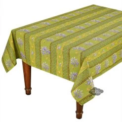 Le Cluny French Linens Table Linens 60x132" Rectangular Lavender Green Acrylic-Coated Cotton Provence Tablecloth By Le Cluny