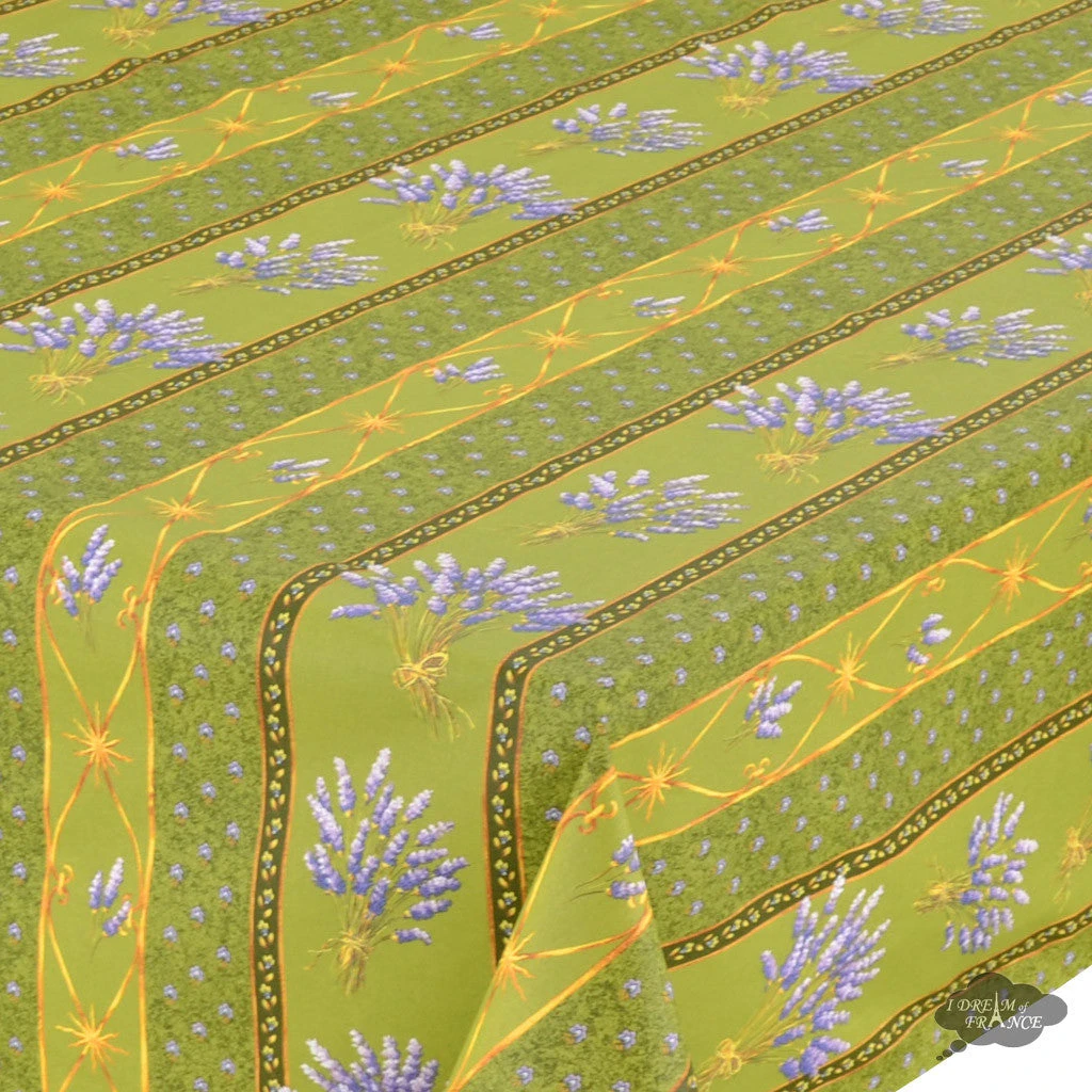Le Cluny French Linens 60x 96" Rectangular Lavender Green Acrylic-Coated Cotton Provence Tablecloth By Le Cluny Table Linens 4 Le Cluny French Linens 60x 96" Rectangular Lavender Green Acrylic-Coated Cotton Provence Tablecloth By Le Cluny Table Linens