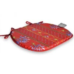 Le Cluny French Linens Lavender Red Acrylic-Coated Cotton French Style Chair Pad By Le Cluny