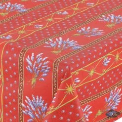 Le Cluny French Linens 52x72" Rectangular Lavender Red Acrylic-Coated Cotton Provence Tablecloth By Le Cluny