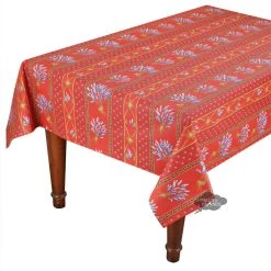 Le Cluny French Linens 58" Square Lavender Red Acrylic-Coated Cotton Provence Tablecloth By Le Cluny Table Linens