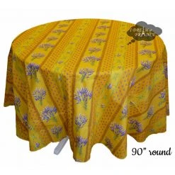 Le Cluny French Linens 90" Round Lavender Yellow Acrylic-Coated Cotton Provence Tablecloth By Le Cluny Table Linens