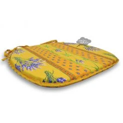Le Cluny French Linens Lavender Yellow Acrylic-Coated Cotton French Style Chair Pad By Le Cluny