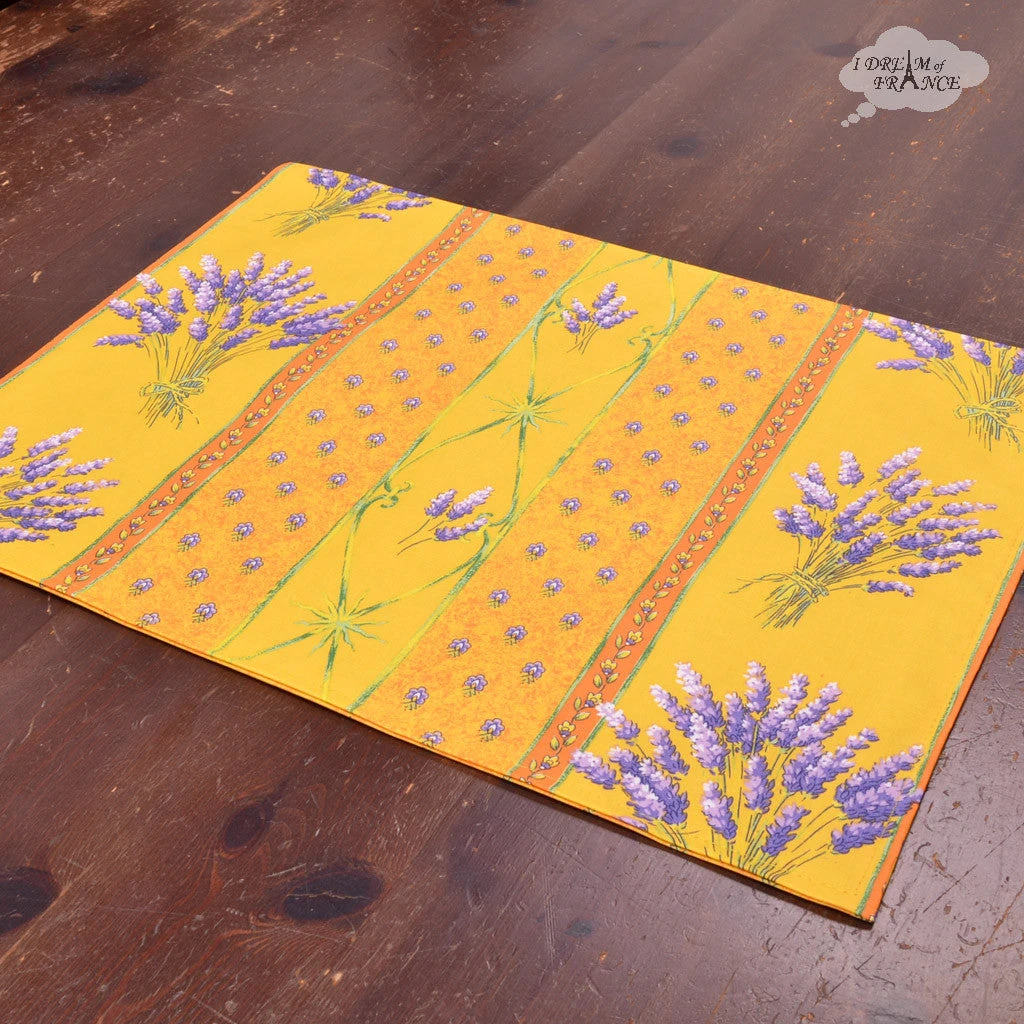 Le Cluny French Linens Lavender Yellow Acrylic-Coated Cotton Reversible Placemat By Le Cluny 5 Le Cluny French Linens Lavender Yellow Acrylic-Coated Cotton Reversible Placemat By Le Cluny