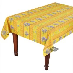 Le Cluny French Linens 60x84" Rectangular Lavender Yellow Acrylic-Coated Cotton Provence Tablecloth By Le Cluny Table Linens