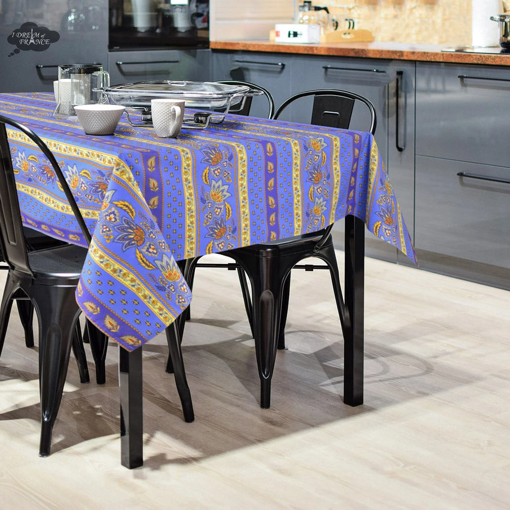 Le Cluny French Linens 60x108" Rectangular Lisa Blue Acrylic-Coated Cotton French Country Tablecloth By Le Cluny Table Linens 5 Le Cluny French Linens 60x108" Rectangular Lisa Blue Acrylic-Coated Cotton French Country Tablecloth By Le Cluny Table Linens