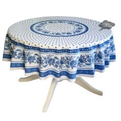 Le Cluny French Linens 70" Round Lisa White French Country Tablecloth By Le Cluny Table Linens