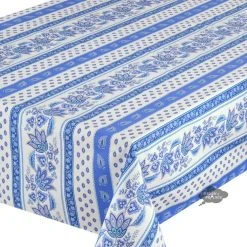 Le Cluny French Linens 60x 96" Rectangular Lisa White Acrylic-Coated Cotton French Country Tablecloth By Le Cluny