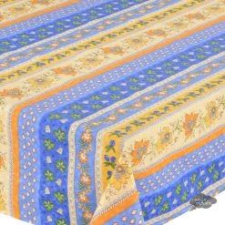 Le Cluny French Linens 60x96" Rectangular Monaco Blue & Yellow Cotton Coated Provence Tablecloth By Le Cluny