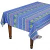 Le Cluny French Linens 52x72" Rectangular Olives Blue Acrylic-Coated Cotton Provence Tablecloth By Le Cluny