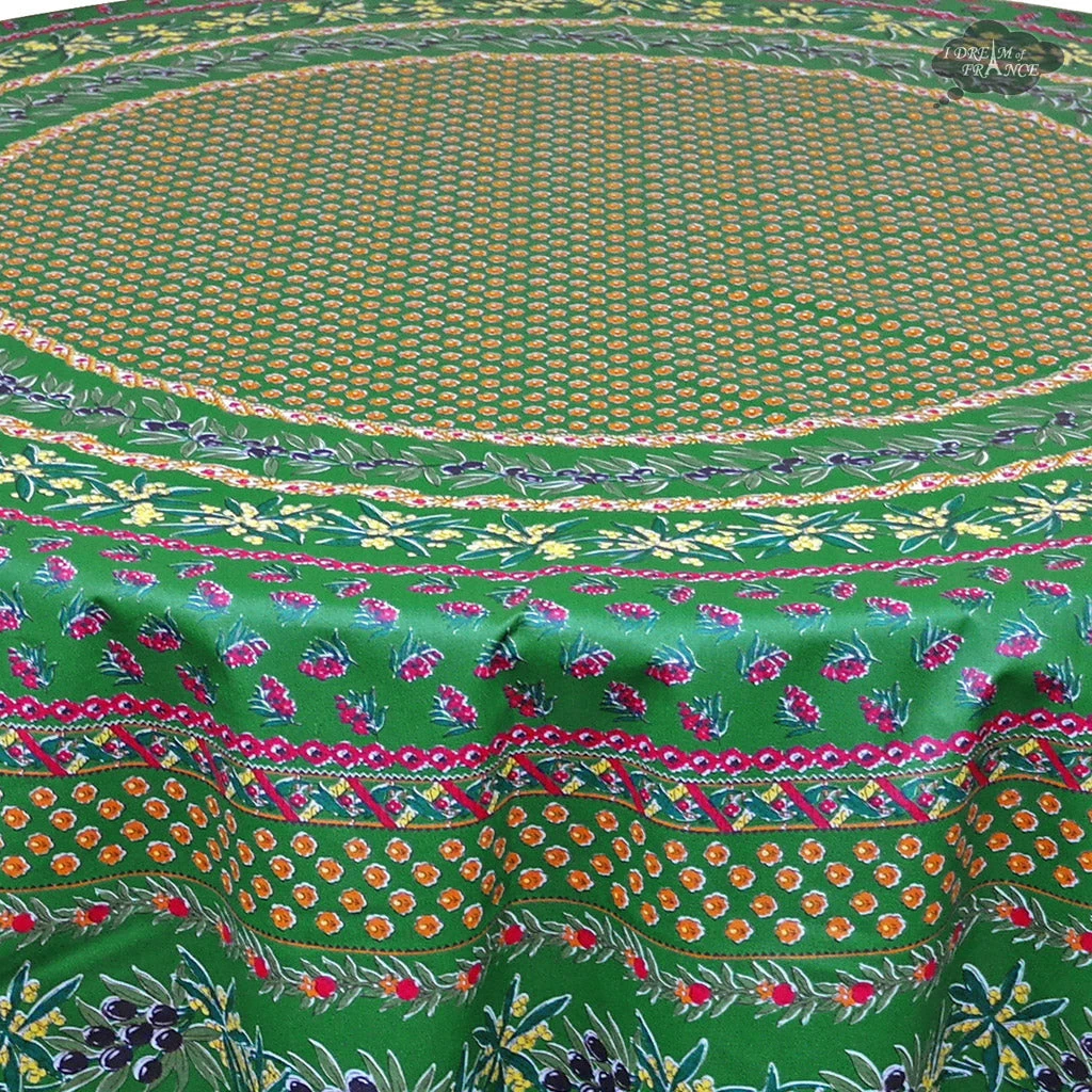 Le Cluny French Linens 70" Round Olives Green Provence Tablecloth By Le Cluny Table Linens 4 Le Cluny French Linens 70" Round Olives Green Provence Tablecloth By Le Cluny Table Linens