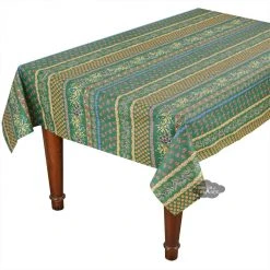 Le Cluny French Linens Table Linens 52x72" Rectangular Olives Green Acrylic-Coated Cotton Provence Tablecloth By Le Cluny