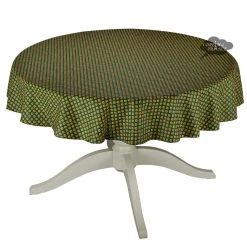 Le Cluny French Linens 60" Round Olives Green All-Over Acrylic-Coated Cotton Provence Tablecloth By Le Cluny Table Linens