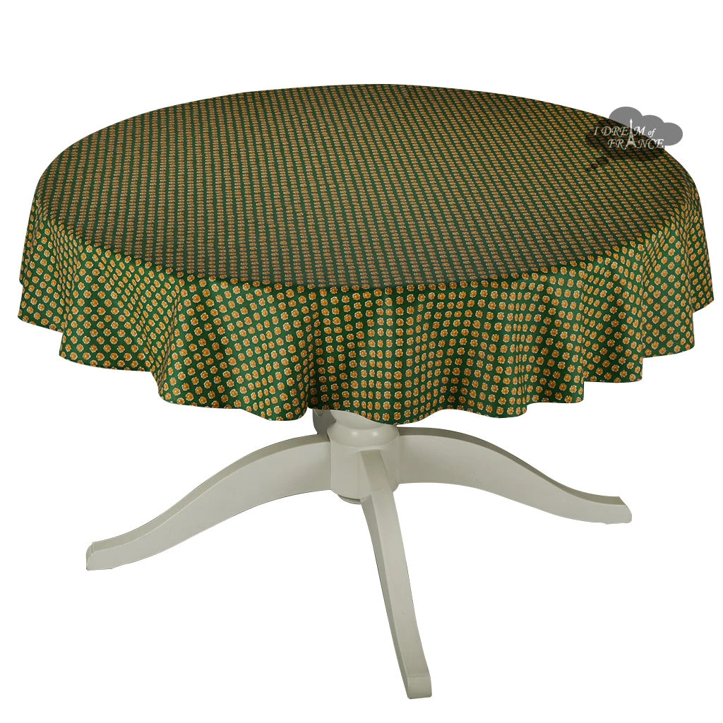 Le Cluny French Linens 60" Round Olives Green All-Over Acrylic-Coated Cotton Provence Tablecloth By Le Cluny Table Linens 3 Le Cluny French Linens 60" Round Olives Green All-Over Acrylic-Coated Cotton Provence Tablecloth By Le Cluny Table Linens