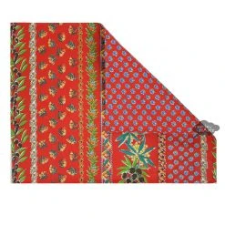 Le Cluny French Linens Olives Red Acrylic-Coated Cotton Reversible Placemat By Le Cluny