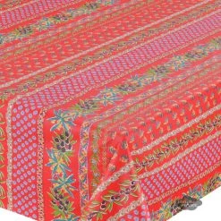 Le Cluny French Linens 60x120" Rectangular Olives Red Acrylic-Coated Cotton Provence Tablecloth By Le Cluny