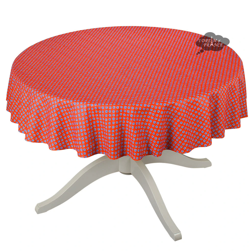 Le Cluny French Linens 60" Round Olives Red All-Over Acrylic-Coated Cotton Provence Tablecloth By Le Cluny 3 Le Cluny French Linens 60" Round Olives Red All-Over Acrylic-Coated Cotton Provence Tablecloth By Le Cluny