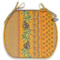 Le Cluny French Linens Olives Yellow Acrylic-Coated Cotton French Style Chair Pad By Le Cluny Table Linens